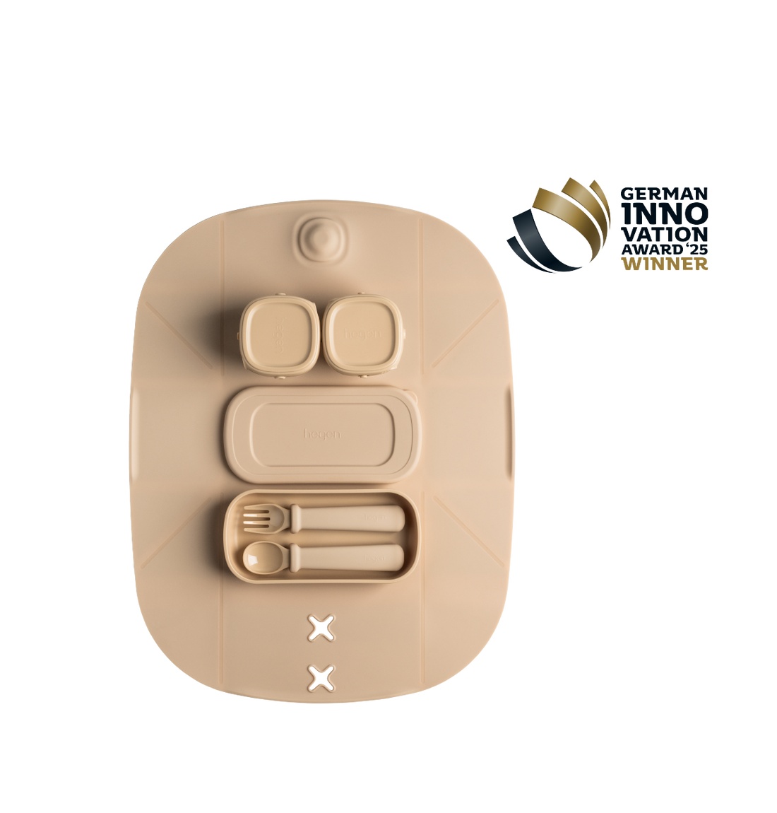 Hegen Mealtime Starter Kit with Foldable Placemat Taupe